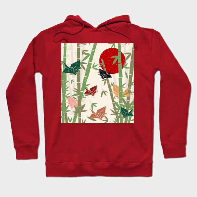 Calming Oriental Bamboo and Origami Hoodie by edmproject